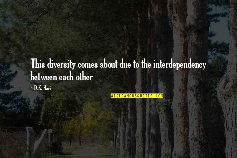 Greek Underworld Quotes By D.K. Hari: This diversity comes about due to the interdependency