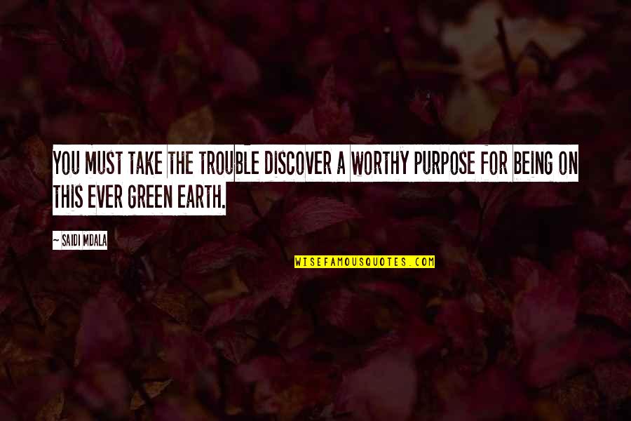 Green Earth Quotes By Saidi Mdala: You must take the trouble discover a worthy
