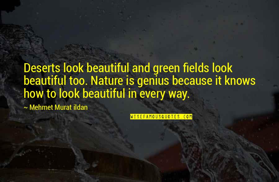 Green Fields Quotes By Mehmet Murat Ildan: Deserts look beautiful and green fields look beautiful