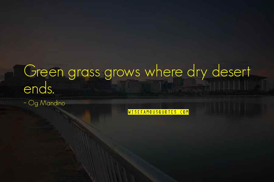 Green Grass Quotes By Og Mandino: Green grass grows where dry desert ends.