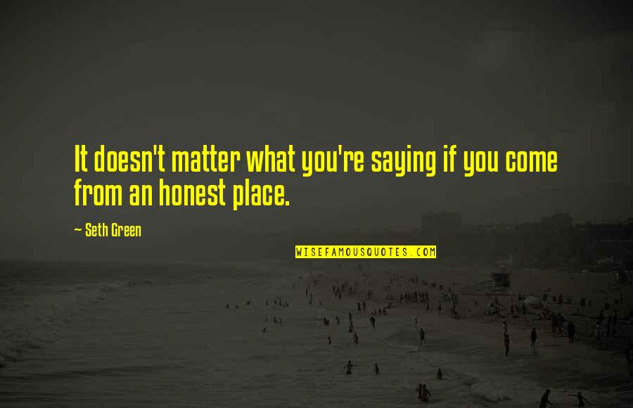 Green Place Quotes By Seth Green: It doesn't matter what you're saying if you