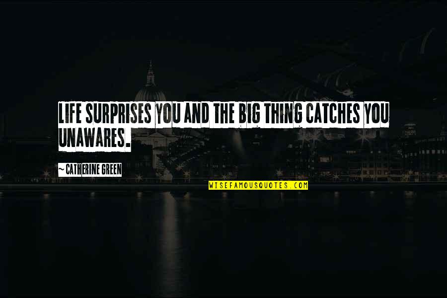 Green Thing Quotes By Catherine Green: life surprises you and the big thing catches