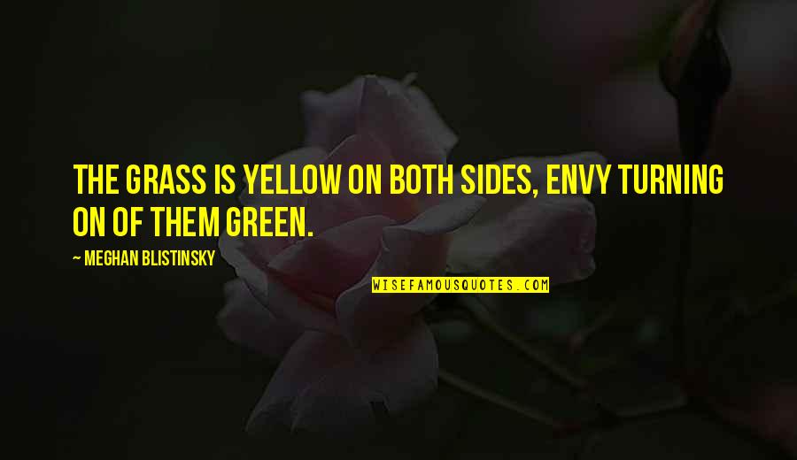 Green Yellow Quotes By Meghan Blistinsky: The grass is yellow on both sides, envy