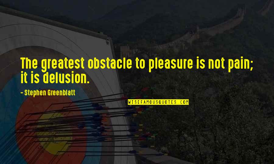 Greenblatt Quotes By Stephen Greenblatt: The greatest obstacle to pleasure is not pain;