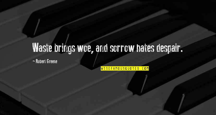 Greene Quotes By Robert Greene: Waste brings woe, and sorrow hates despair.