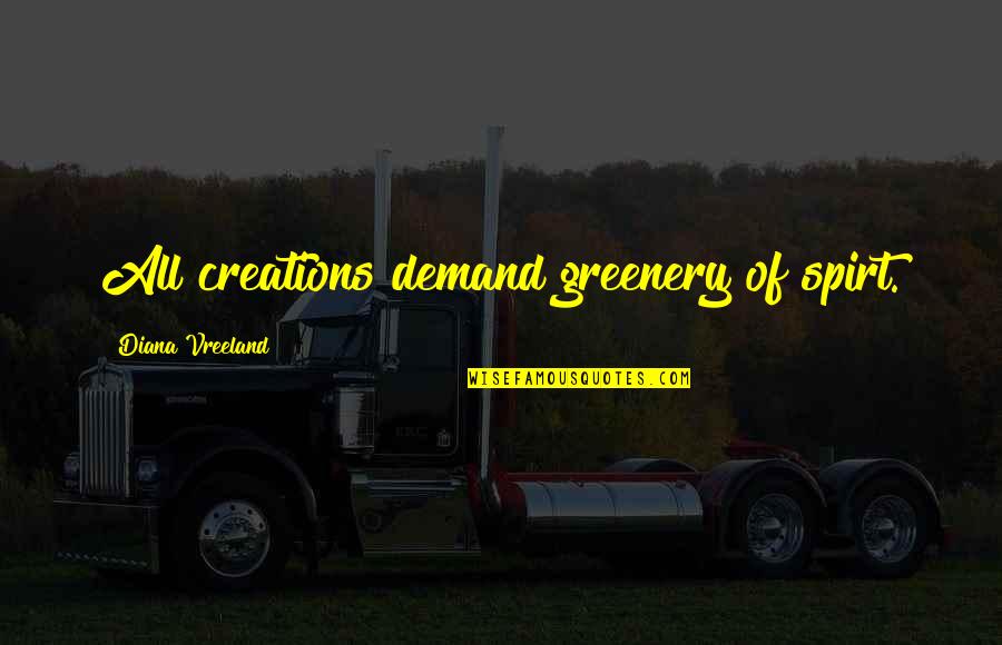 Greenery Quotes By Diana Vreeland: All creations demand greenery of spirt.