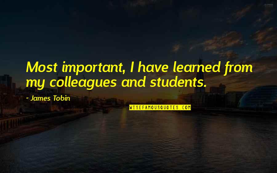 Greenlake Quick Quote Quotes By James Tobin: Most important, I have learned from my colleagues