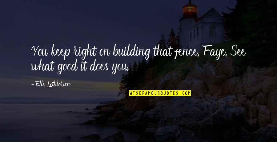 Greenlight Collectibles Quotes By Elle Lothlorien: You keep right on building that fence, Faye.