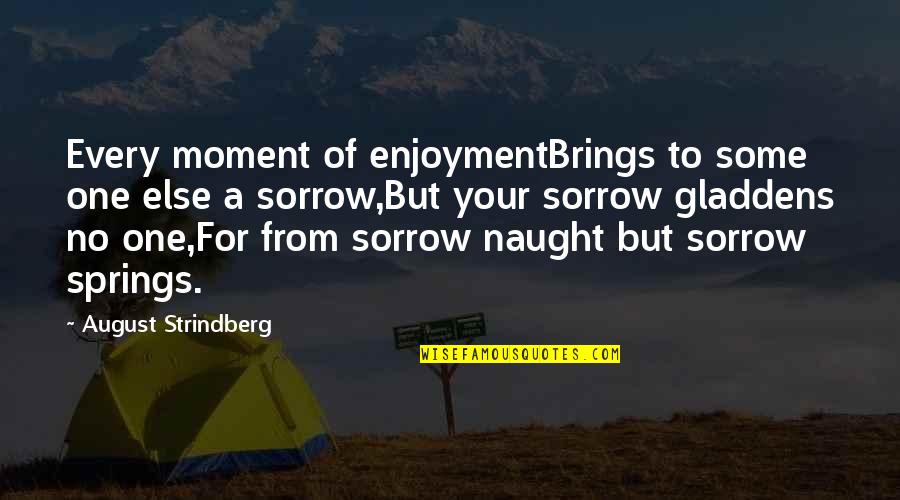 Greenpeace Fund Quotes By August Strindberg: Every moment of enjoymentBrings to some one else