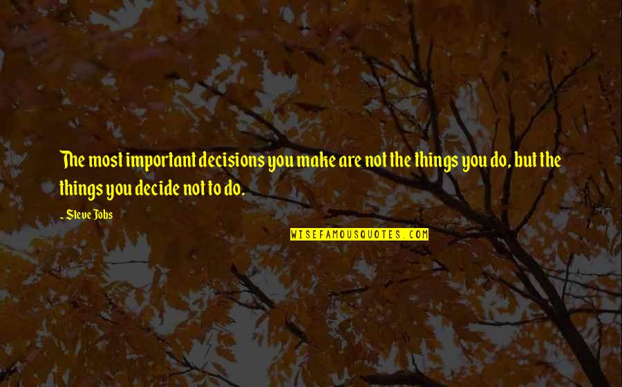 Greenpoint Brooklyn Quotes By Steve Jobs: The most important decisions you make are not Greenpoint Brooklyn Quotes By Steve Jobs: The most important decisions you make are not