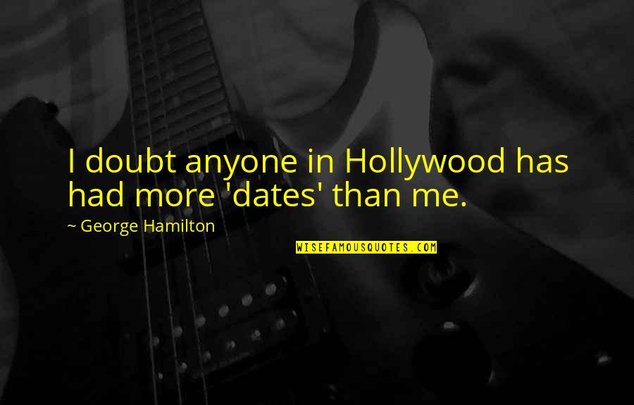 Greenside Primary Quotes By George Hamilton: I doubt anyone in Hollywood has had more