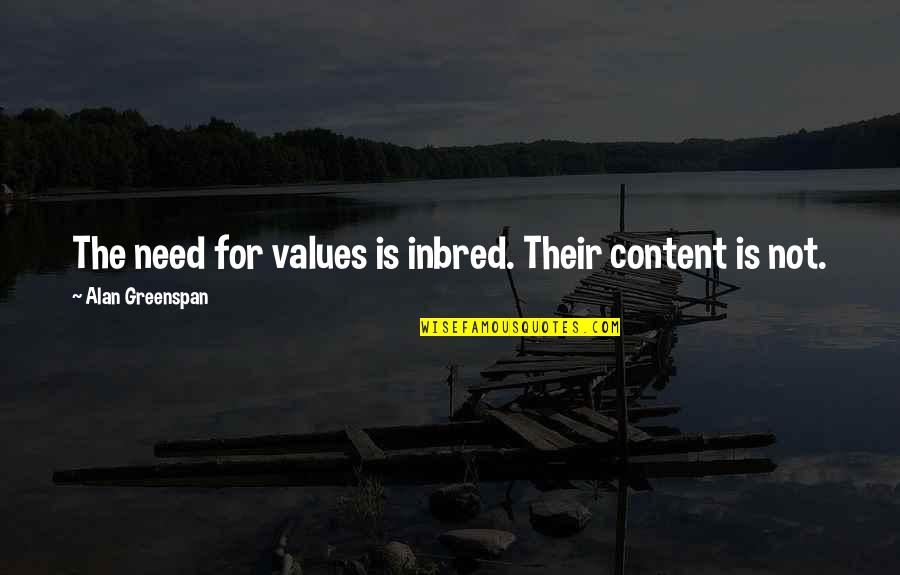 Greenspan Alan Quotes By Alan Greenspan: The need for values is inbred. Their content Greenspan Alan Quotes By Alan Greenspan: The need for values is inbred. Their content