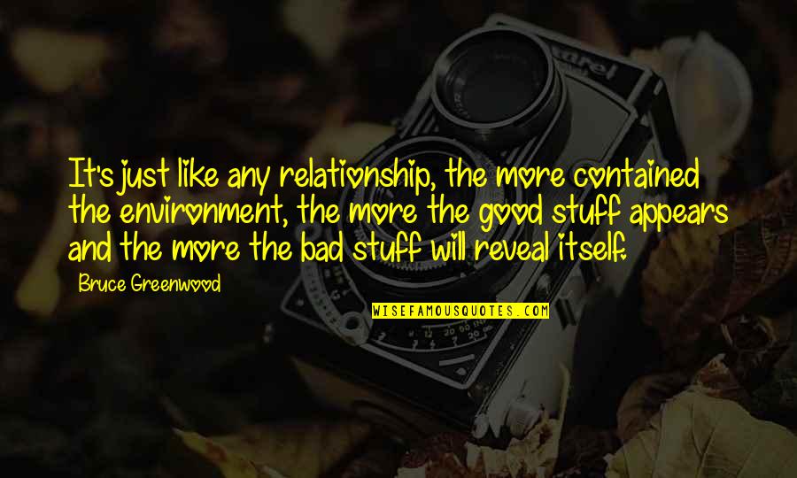 Greenwood Quotes By Bruce Greenwood: It's just like any relationship, the more contained Greenwood Quotes By Bruce Greenwood: It's just like any relationship, the more contained