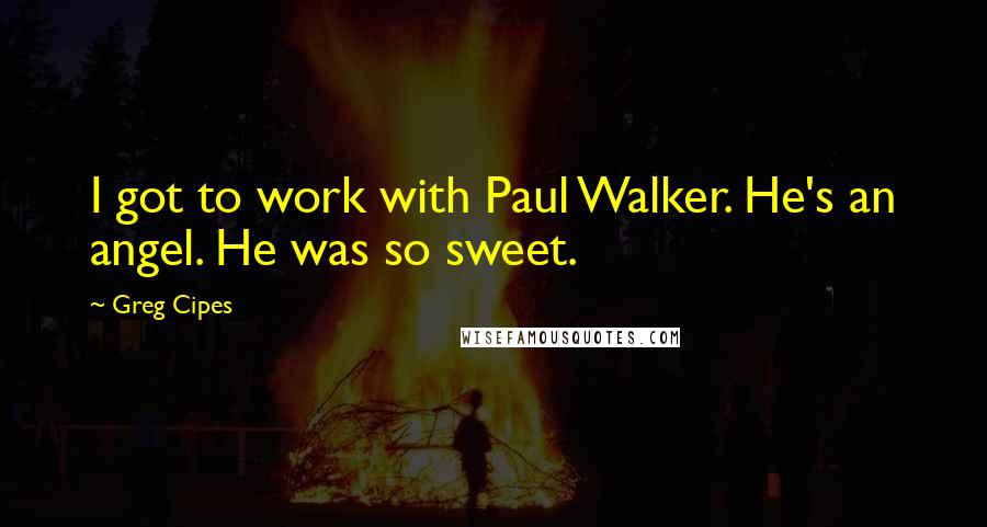 Greg Cipes quotes: I got to work with Paul Walker. He's an angel. He was so sweet.