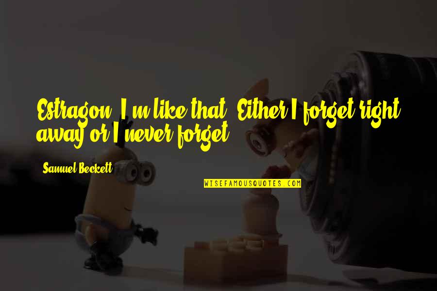 Greg Koch Quotes By Samuel Beckett: Estragon: I'm like that. Either I forget right