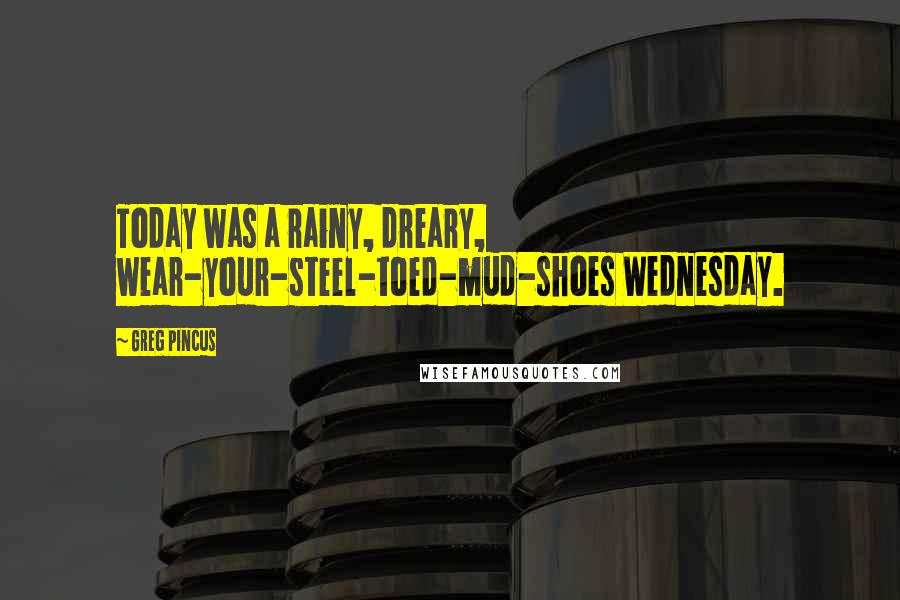 Greg Pincus quotes: Today was a rainy, dreary, wear-your-steel-toed-mud-shoes Wednesday.