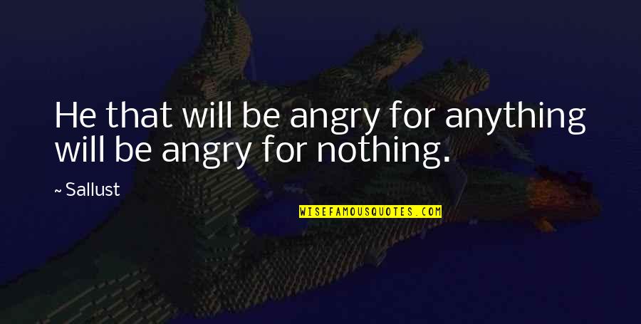 Greg Selinger Quotes By Sallust: He that will be angry for anything will