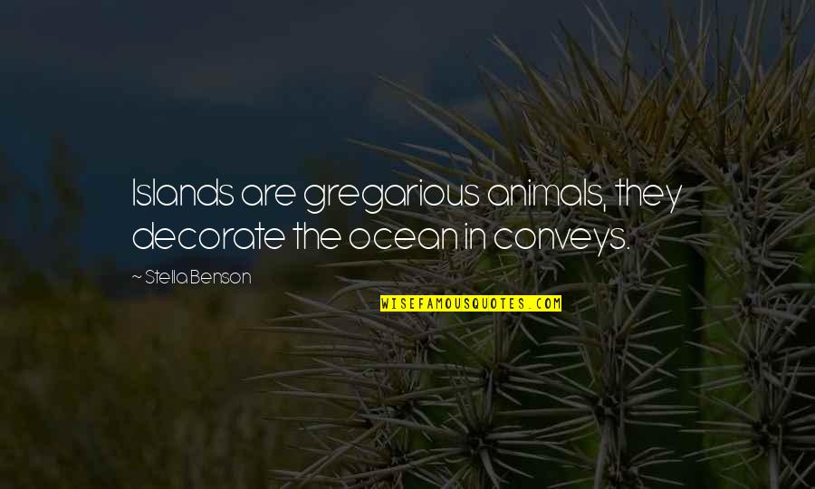 Gregarious Quotes By Stella Benson: Islands are gregarious animals, they decorate the ocean