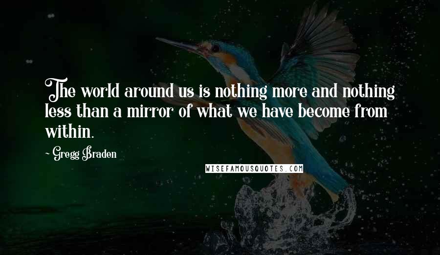 Gregg Braden quotes: The world around us is nothing more and nothing less than a mirror of what we have become from within.