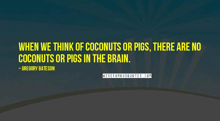 Gregory Bateson quotes: When we think of coconuts or pigs, there are no coconuts or pigs in the brain.