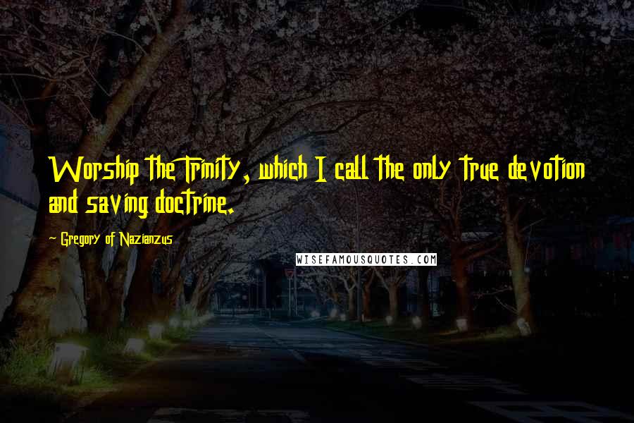 Gregory Of Nazianzus quotes: Worship the Trinity, which I call the only true devotion and saving doctrine.