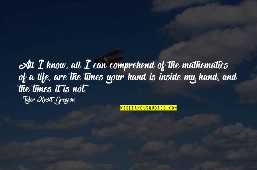 Gregson Quotes By Tyler Knott Gregson: All I know, all I can comprehend of Gregson Quotes By Tyler Knott Gregson: All I know, all I can comprehend of