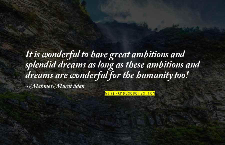 Greiveldinger Quotes By Mehmet Murat Ildan: It is wonderful to have great ambitions and