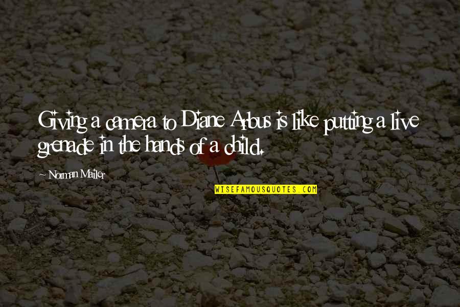 Grenade Quotes By Norman Mailer: Giving a camera to Diane Arbus is like Grenade Quotes By Norman Mailer: Giving a camera to Diane Arbus is like