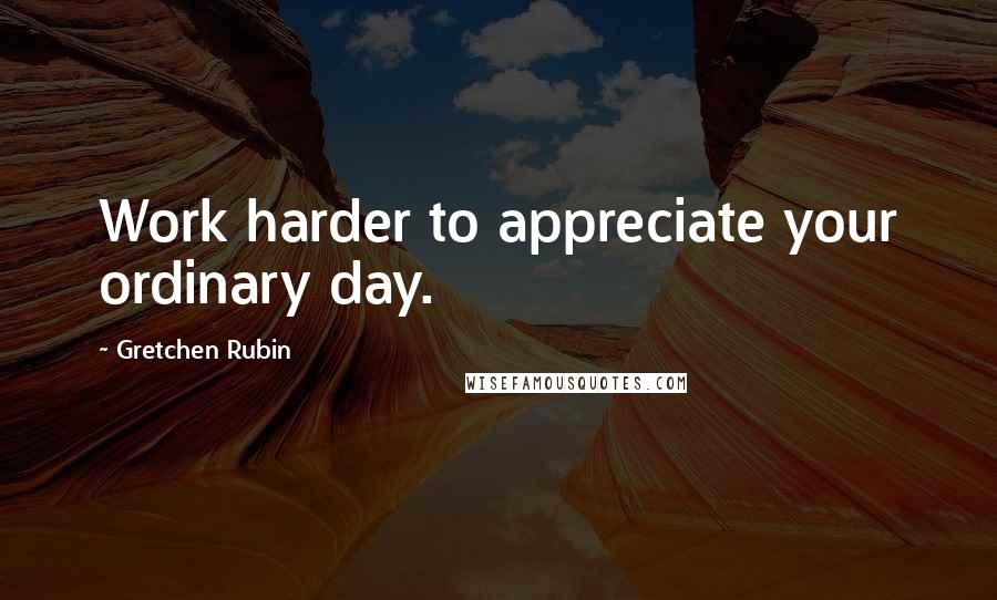 Gretchen Rubin quotes: Work harder to appreciate your ordinary day.