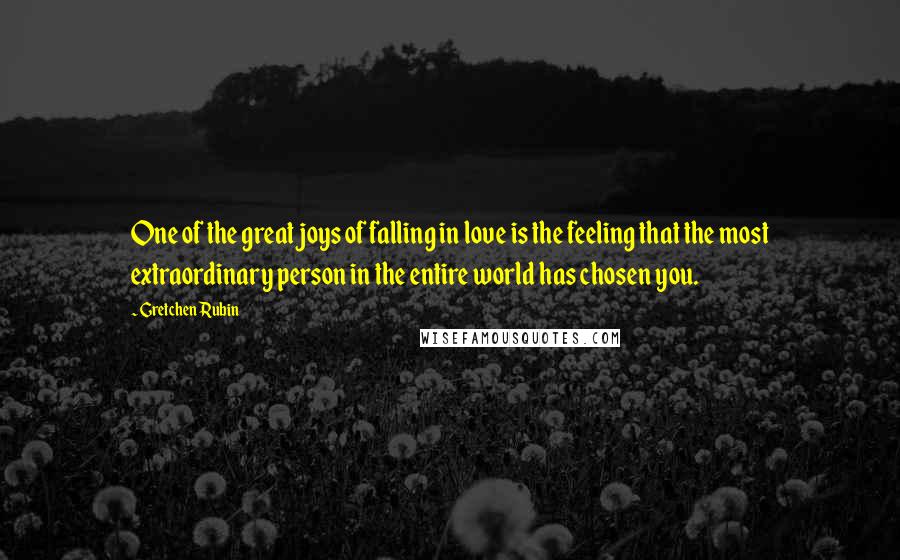 Gretchen Rubin quotes: One of the great joys of falling in love is the feeling that the most extraordinary person in the entire world has chosen you.