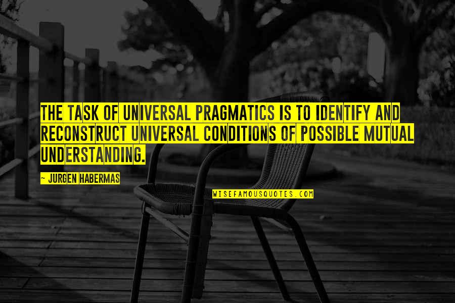 Grettenberger Quotes By Jurgen Habermas: The task of universal pragmatics is to identify