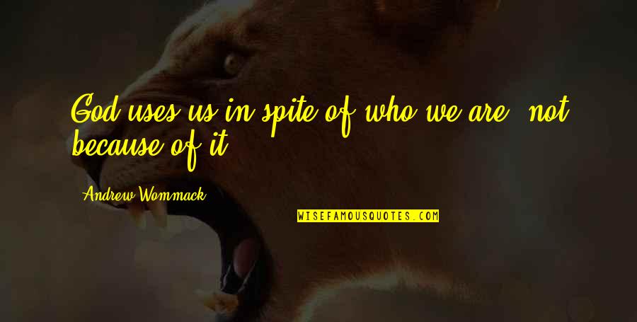 Grey Wolves Series Quinn Loftis Romanian Quotes By Andrew Wommack: God uses us in spite of who we Grey Wolves Series Quinn Loftis Romanian Quotes By Andrew Wommack: God uses us in spite of who we