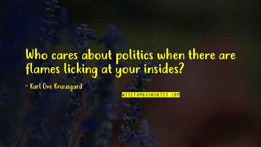 Greyl Quotes By Karl Ove Knausgard: Who cares about politics when there are flames Greyl Quotes By Karl Ove Knausgard: Who cares about politics when there are flames