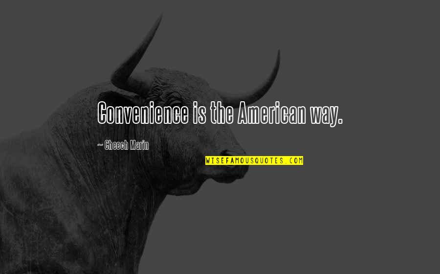 Greyson Chance Inspirational Quotes By Cheech Marin: Convenience is the American way.