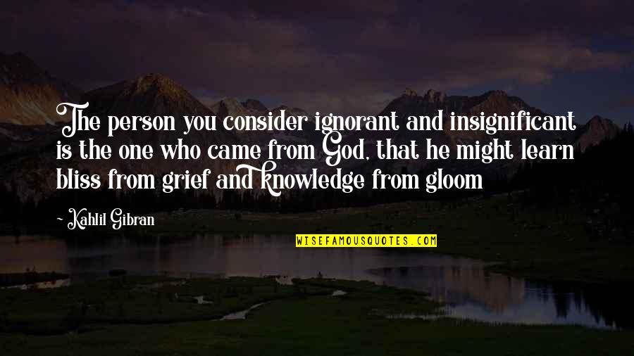 Grief And God Quotes By Kahlil Gibran: The person you consider ignorant and insignificant is
