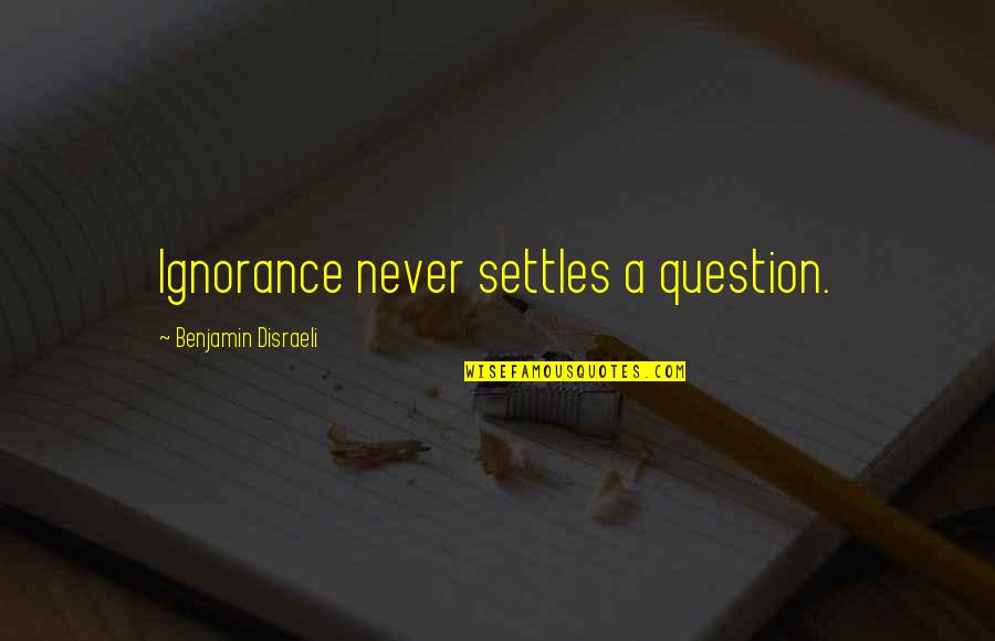 Griekse Mythologie Quotes By Benjamin Disraeli: Ignorance never settles a question.