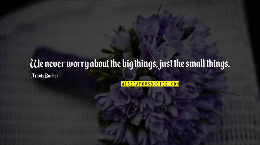 Grievable Lives Quotes By Travis Barker: We never worry about the big things, just Grievable Lives Quotes By Travis Barker: We never worry about the big things, just