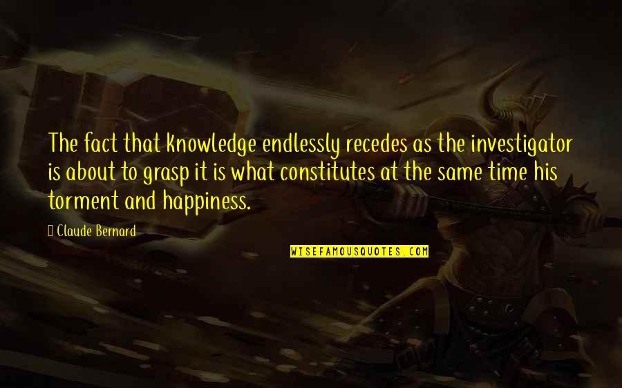 Grievable Quotes By Claude Bernard: The fact that knowledge endlessly recedes as the