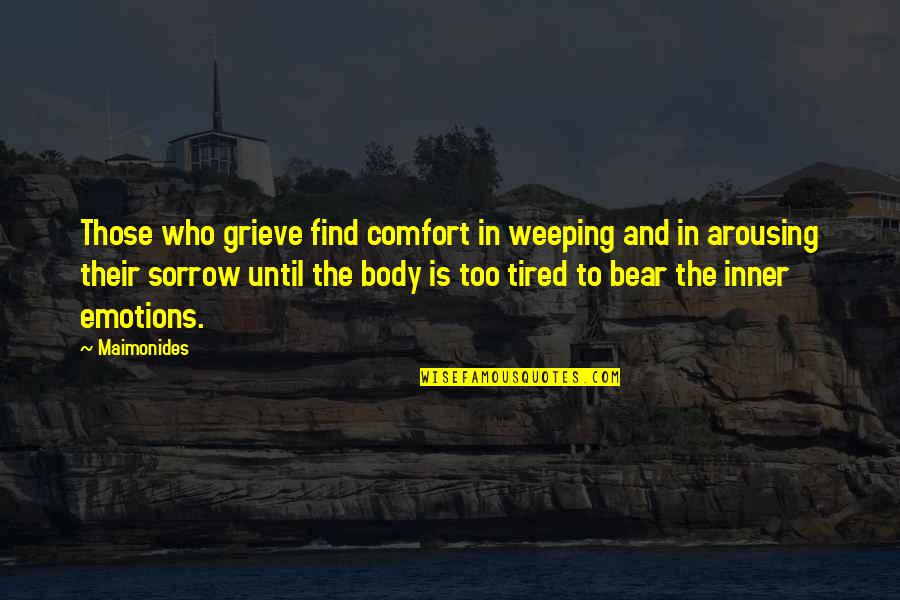 Grieving Comfort Quotes By Maimonides: Those who grieve find comfort in weeping and Grieving Comfort Quotes By Maimonides: Those who grieve find comfort in weeping and