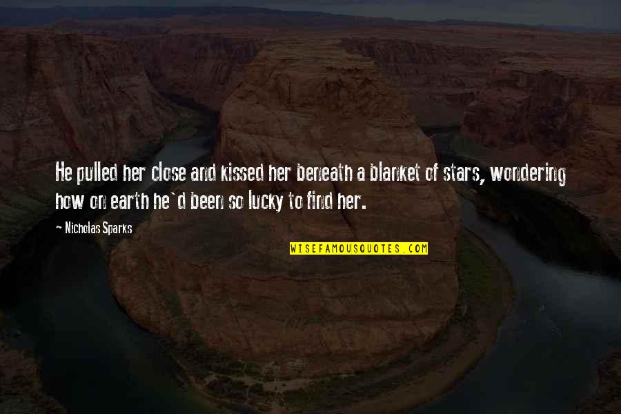 Grifs Davie Quotes By Nicholas Sparks: He pulled her close and kissed her beneath Grifs Davie Quotes By Nicholas Sparks: He pulled her close and kissed her beneath