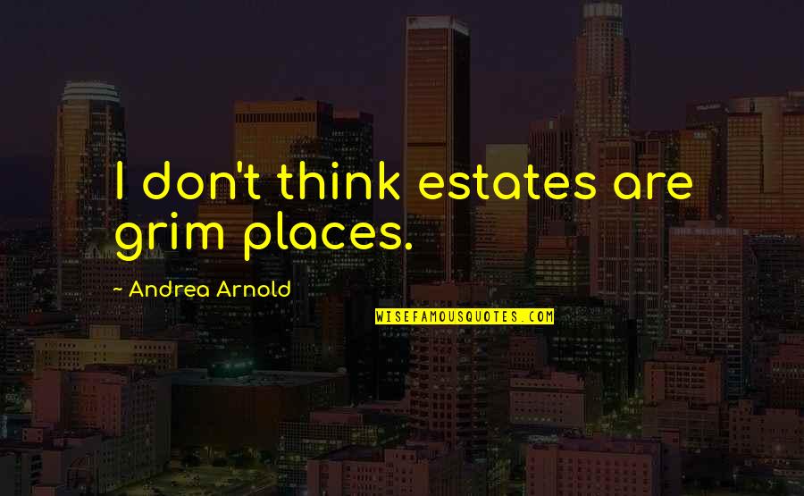 Grim Quotes By Andrea Arnold: I don't think estates are grim places. Grim Quotes By Andrea Arnold: I don't think estates are grim places.