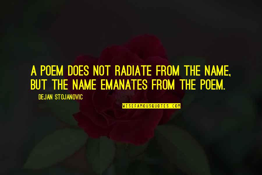 Grimbles Quotes By Dejan Stojanovic: A poem does not radiate from the name,