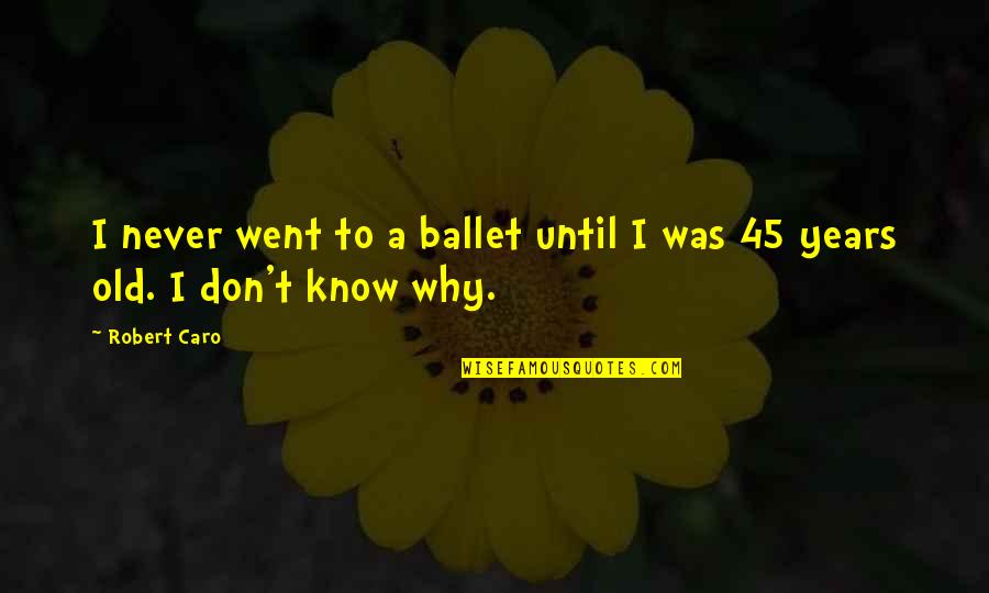 Grimmauld Place Quotes By Robert Caro: I never went to a ballet until I