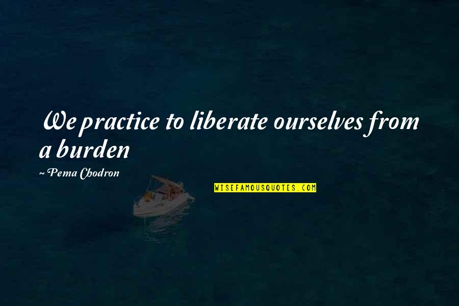 Grinch And Dems Quotes By Pema Chodron: We practice to liberate ourselves from a burden Grinch And Dems Quotes By Pema Chodron: We practice to liberate ourselves from a burden