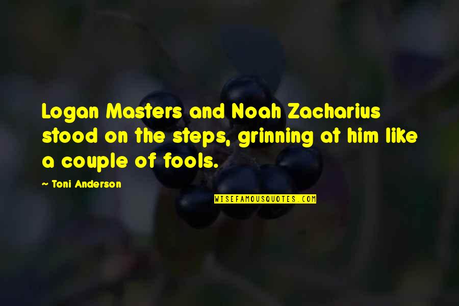 Grinning Quotes By Toni Anderson: Logan Masters and Noah Zacharius stood on the