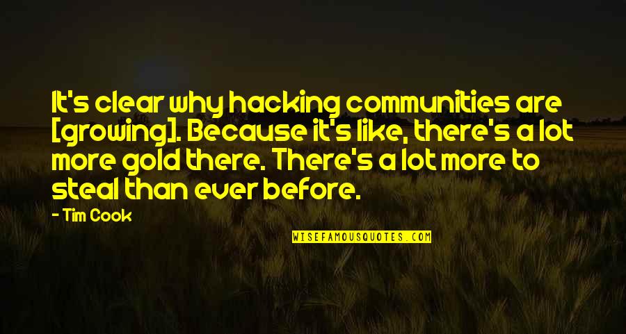 Grinton I Will Library Quotes By Tim Cook: It's clear why hacking communities are [growing]. Because