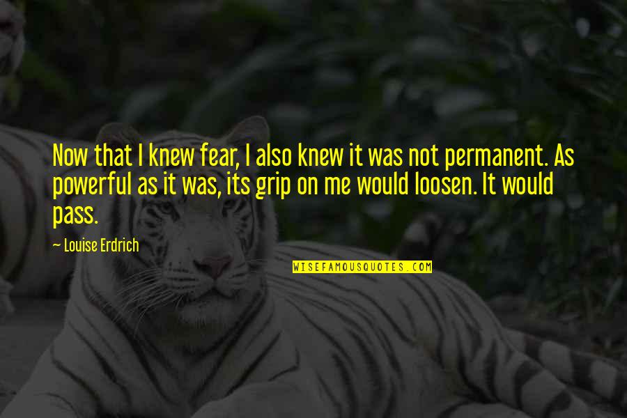 Grip Quotes By Louise Erdrich: Now that I knew fear, I also knew