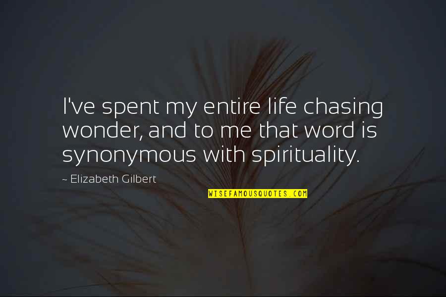 Griper Quotes By Elizabeth Gilbert: I've spent my entire life chasing wonder, and Griper Quotes By Elizabeth Gilbert: I've spent my entire life chasing wonder, and