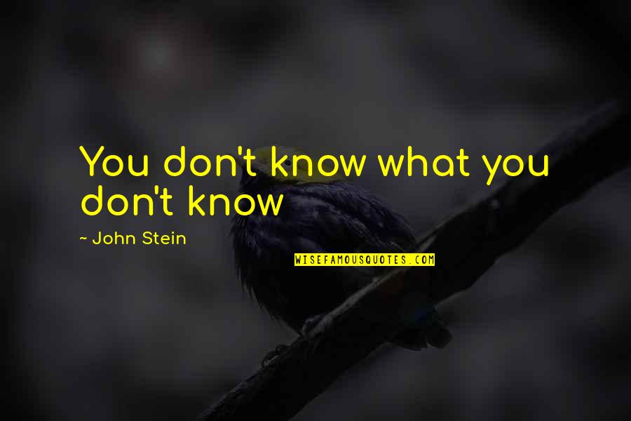 Grissim Hodges Quotes By John Stein: You don't know what you don't know