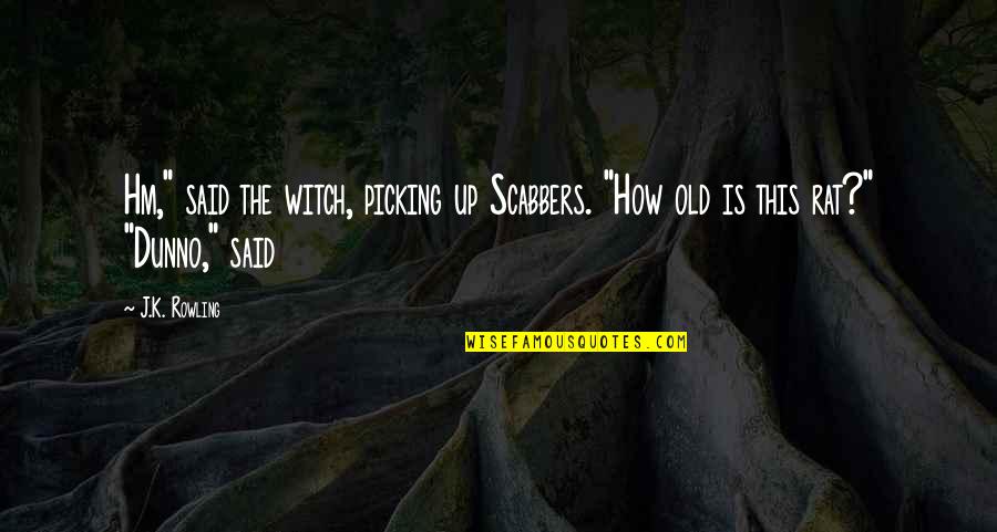 Grizeldas Austin Quotes By J.K. Rowling: Hm," said the witch, picking up Scabbers. "How